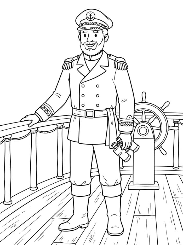 Capitano sul ponte da colorare