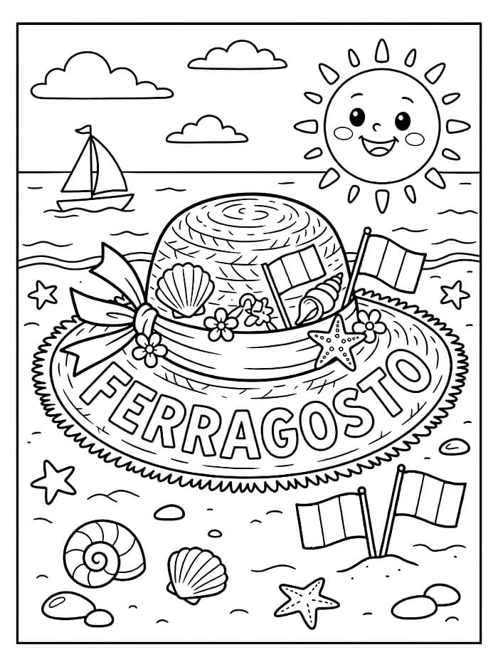 Cappello di Ferragosto da colorare
