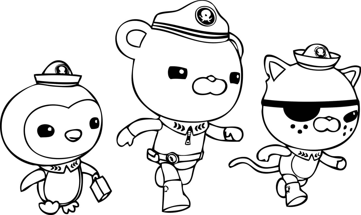 Captain Barnacles, Kwazii and Peso from Octonauts da colorare