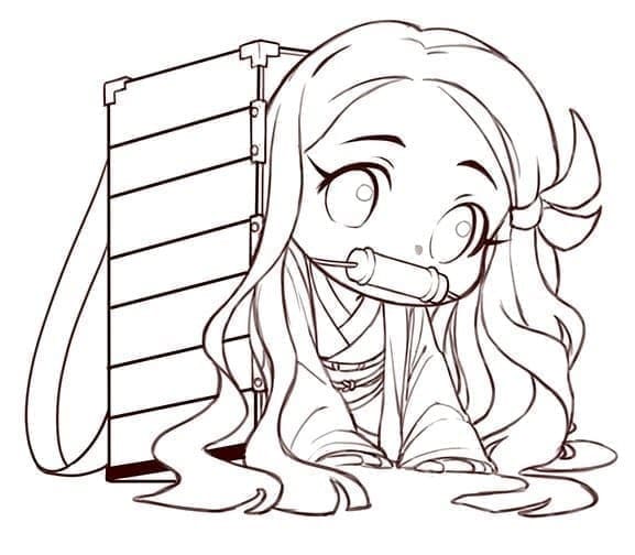 Carino Chibi Nezuko Kamado da colorare