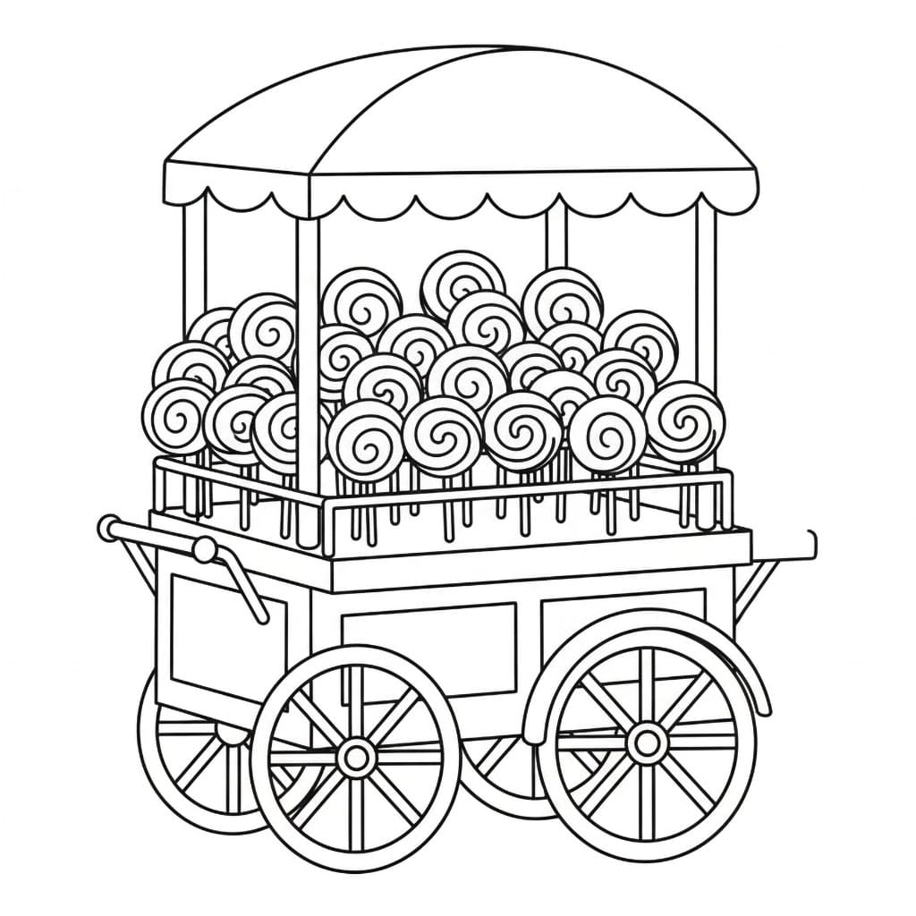 Carrello della spesa di lecca-lecca da colorare