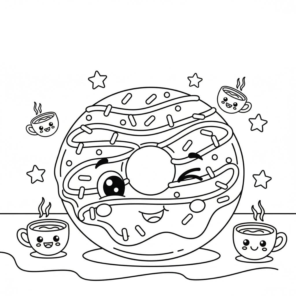 Cartone animato ciambella da colorare