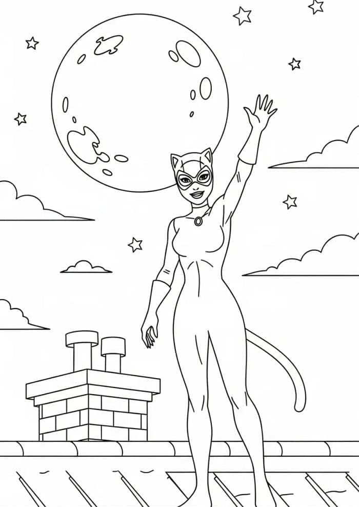 Catwoman amichevole da colorare