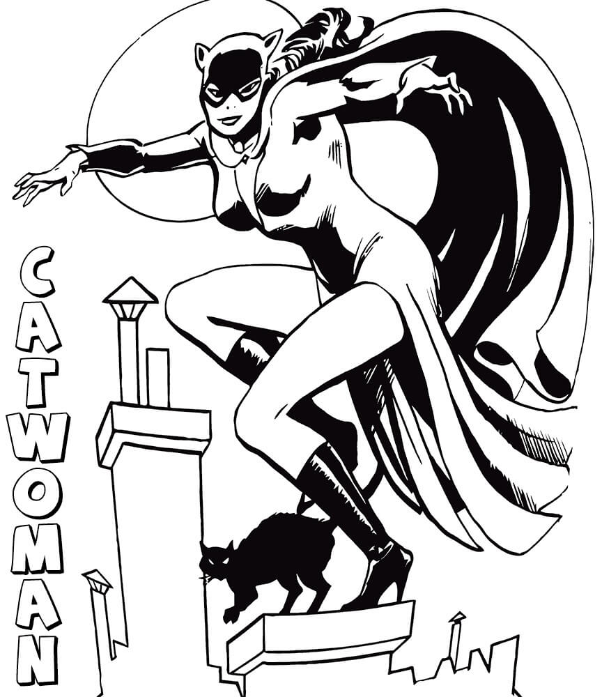 Catwoman and Cat da colorare