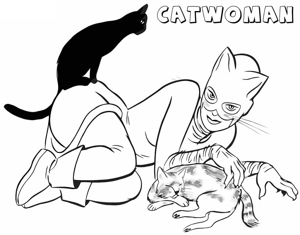 Catwoman and Cats da colorare