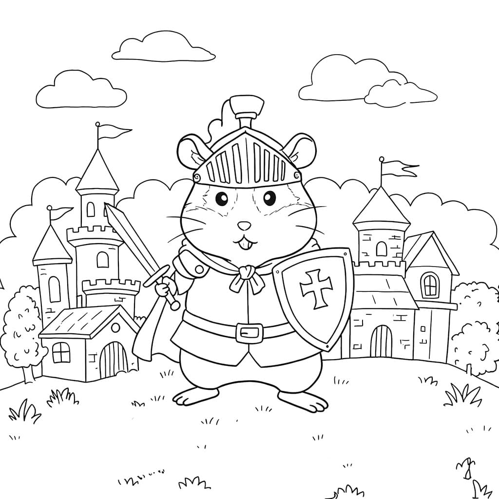 Cavaliere Criceto da colorare