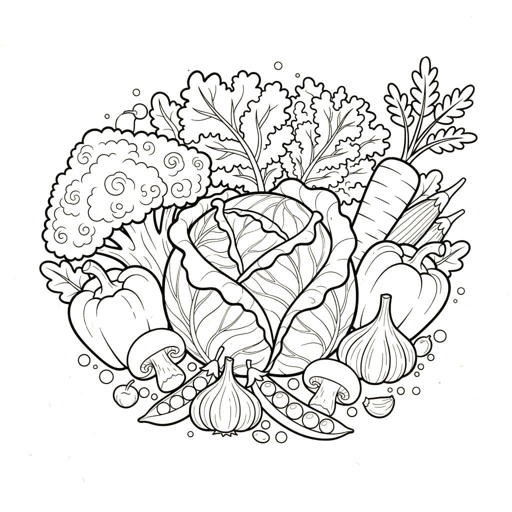 Cavolo cappuccio vegetariano da colorare