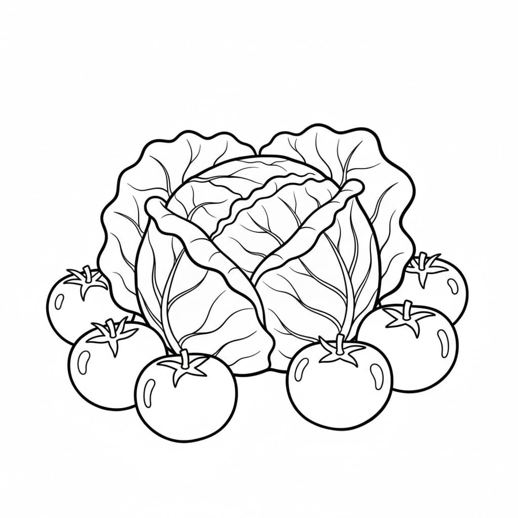 Cavolo con pomodori da colorare