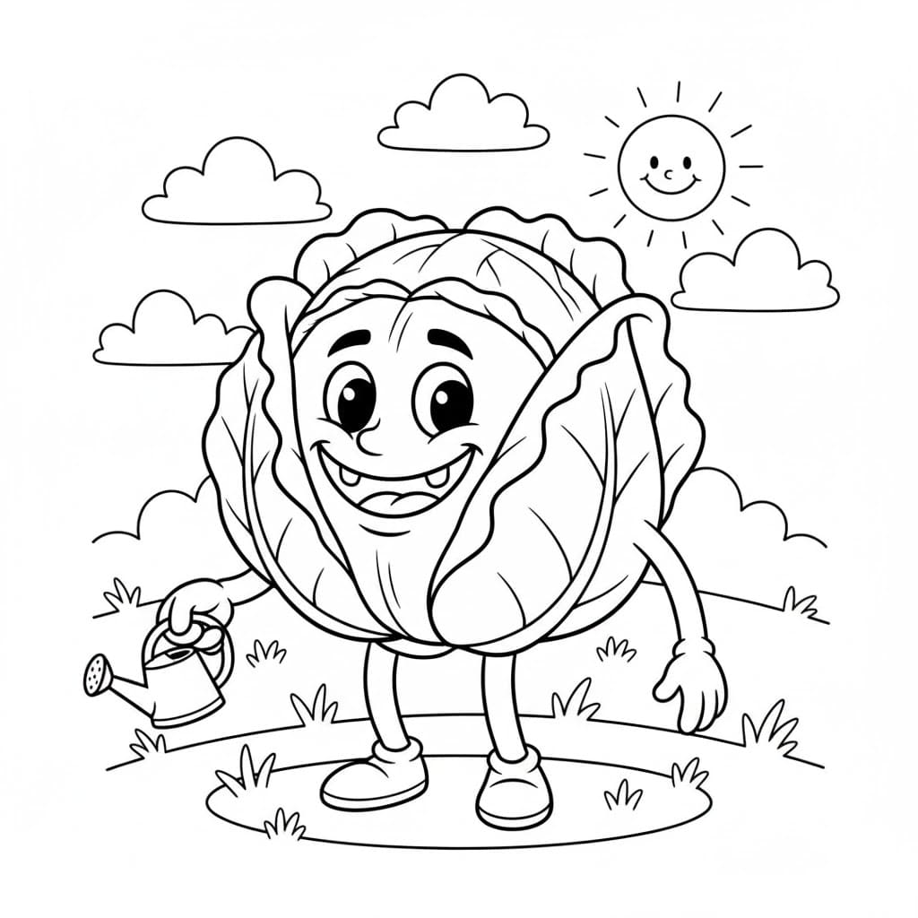 Cavolo dei cartoni animati da colorare