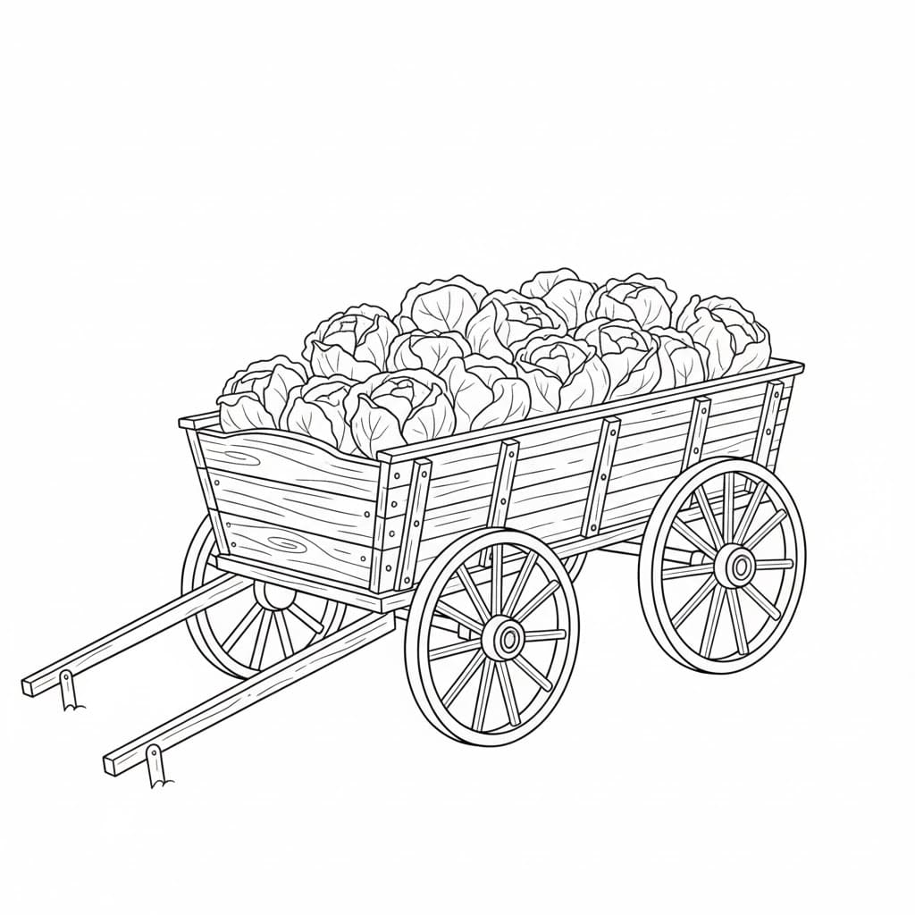Cavolo del carrello della fattoria da colorare