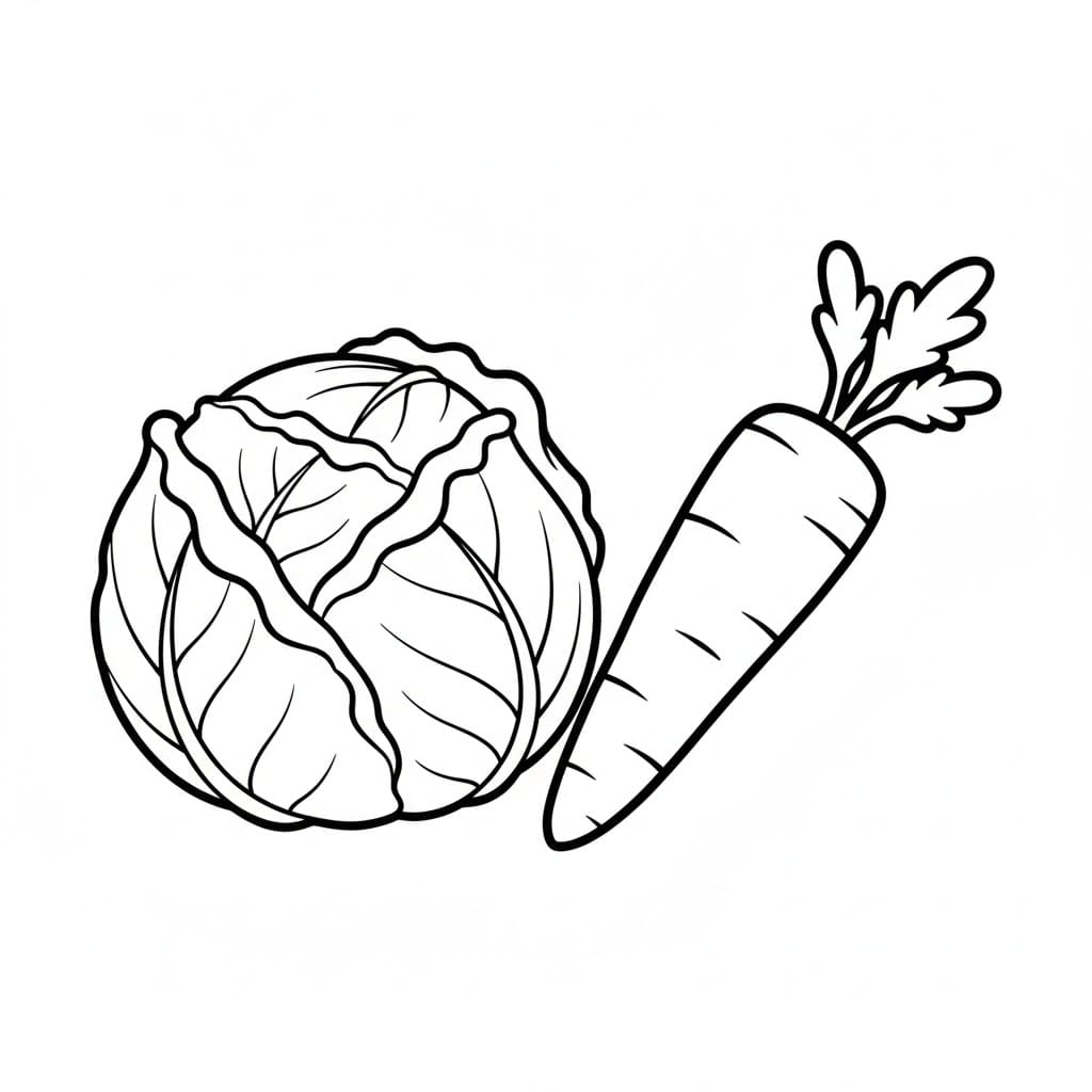 Cavolo e carota da colorare