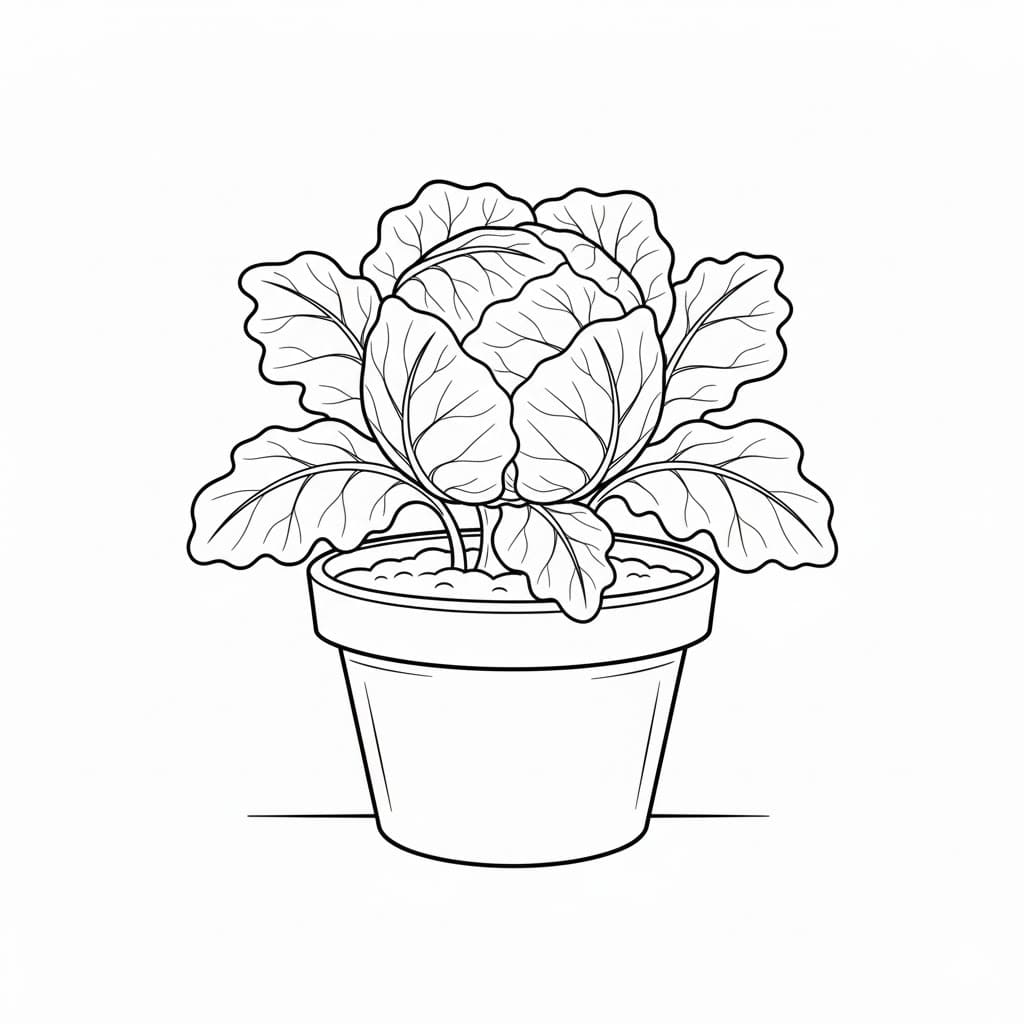 Cavolo in vaso da colorare