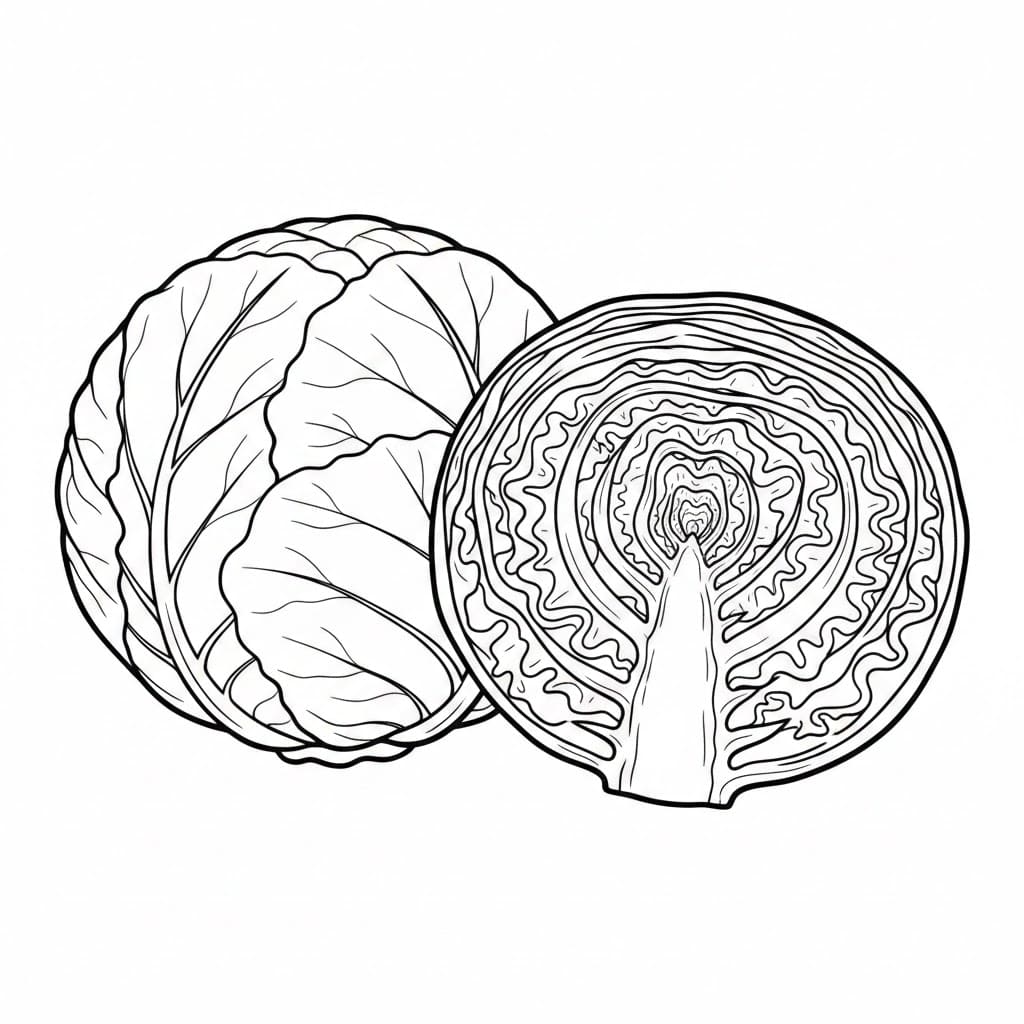 Cavolo intero e mezzo da colorare