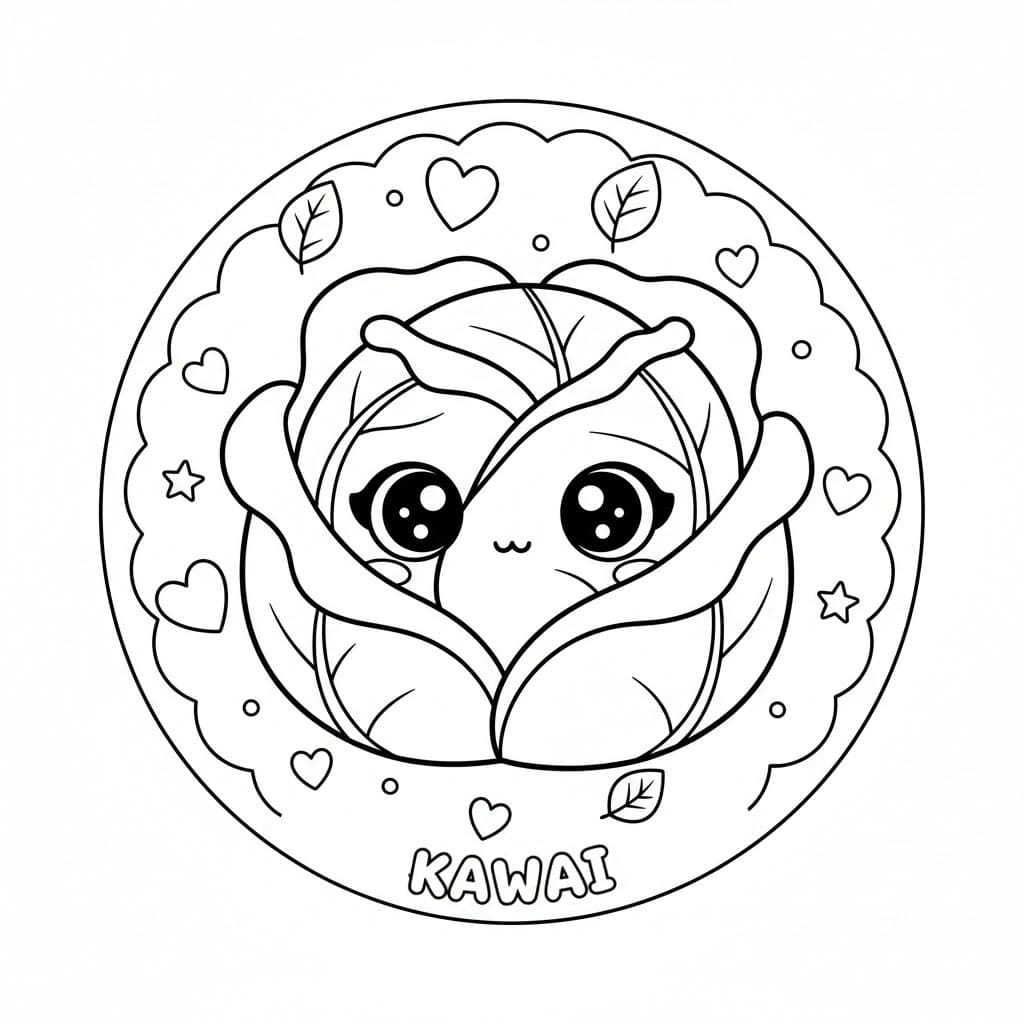 Cavolo kawaii da colorare