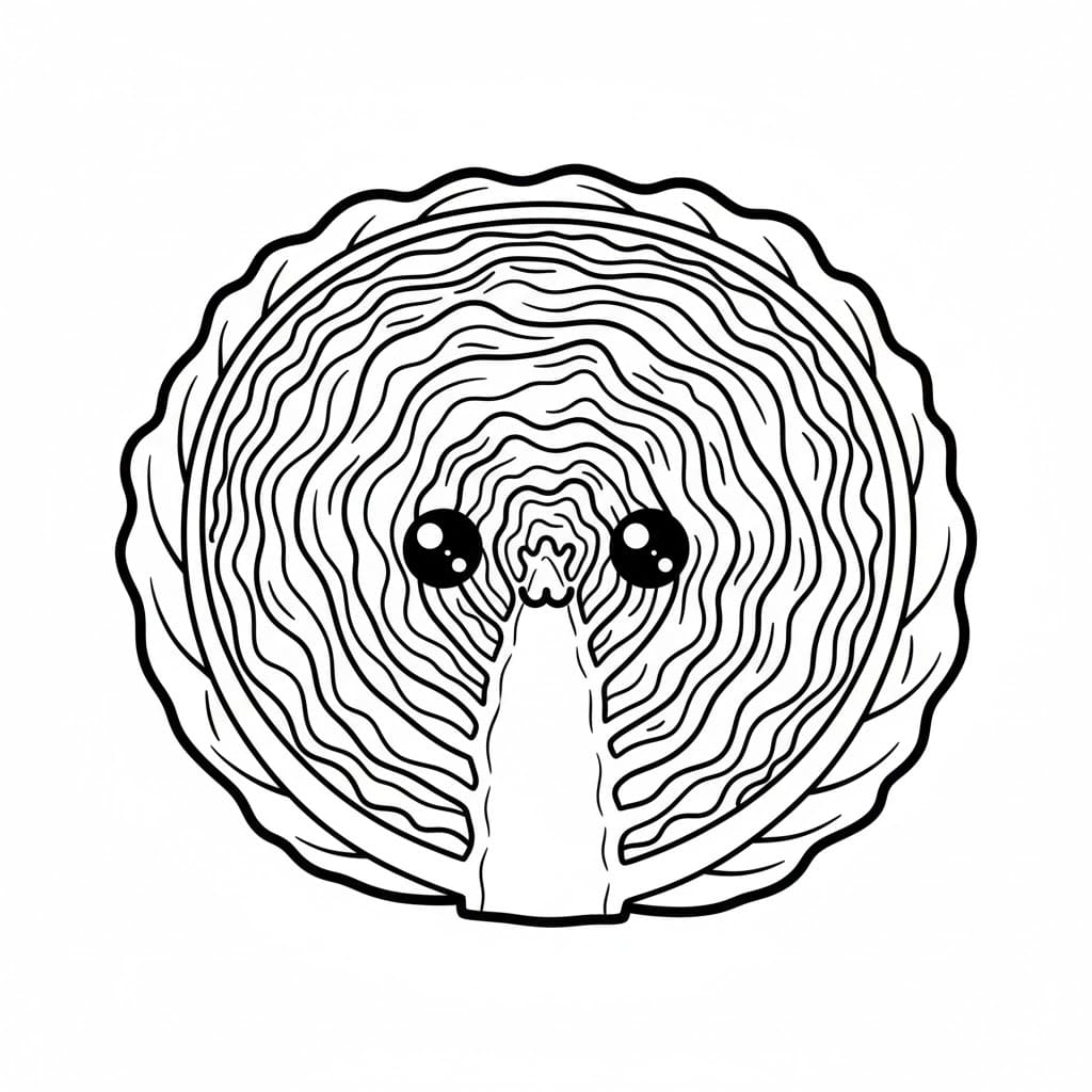 Cavolo tagliato a metà carino da colorare