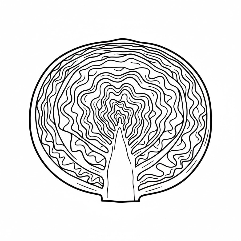 Cavolo tagliato a metà da colorare