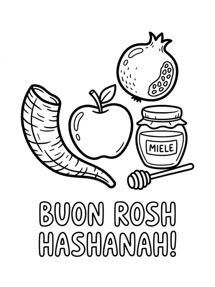 Celebrazione di Rosh Hashanah da colorare