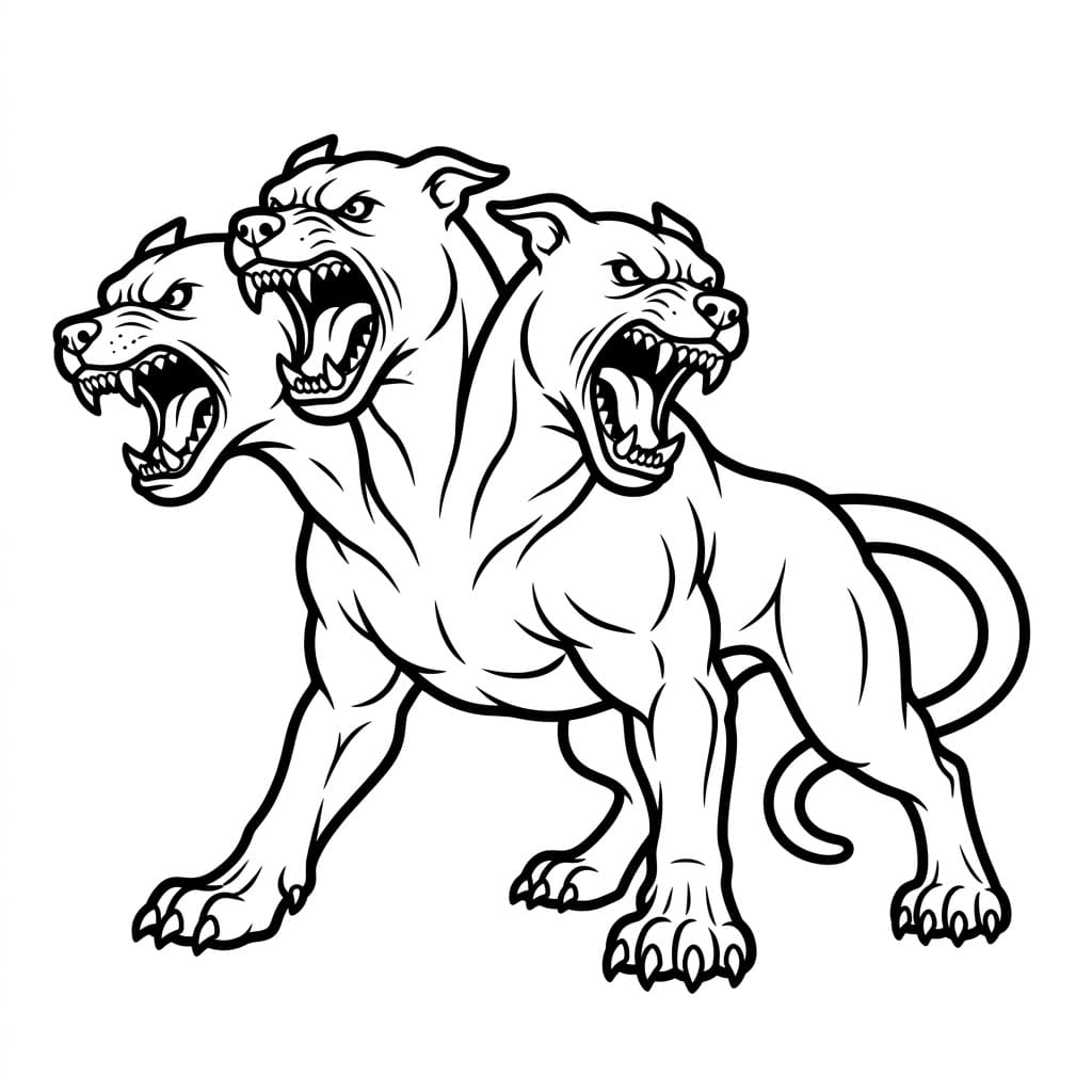 Cerbero Accovacciato da colorare