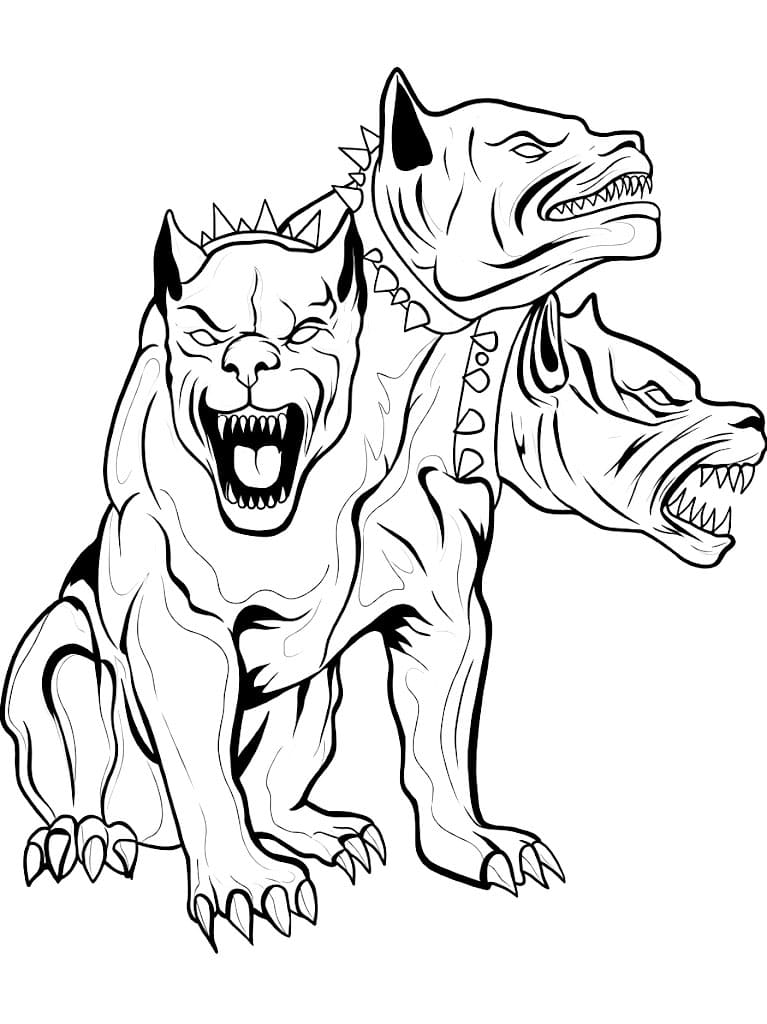 Cerbero che ringhia ferocemente da colorare