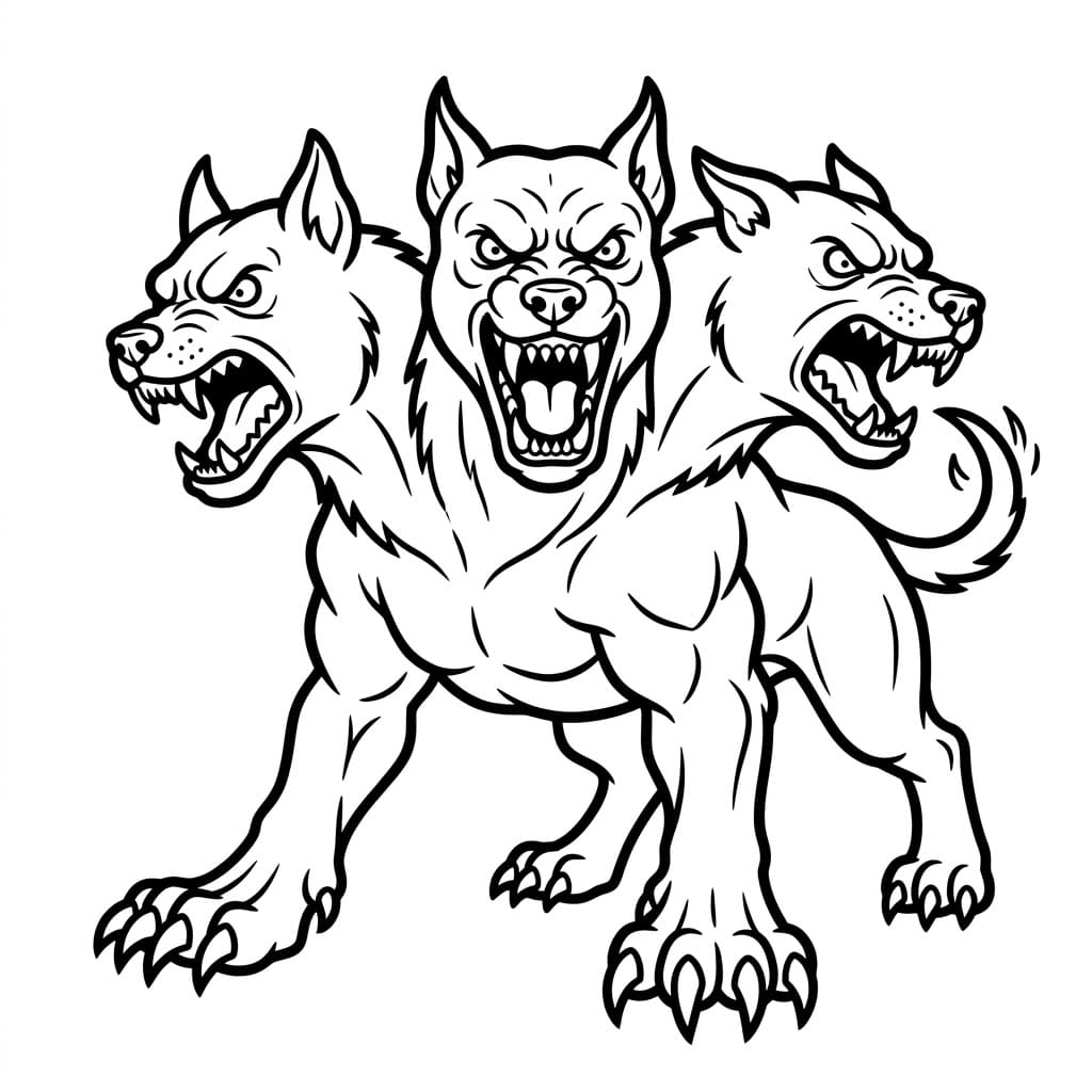Cerbero con Artigli Aperti da colorare
