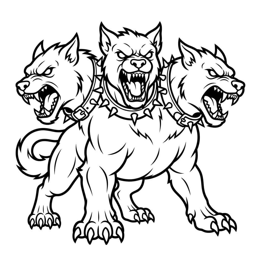 Cerbero con Collare Spinoso da colorare