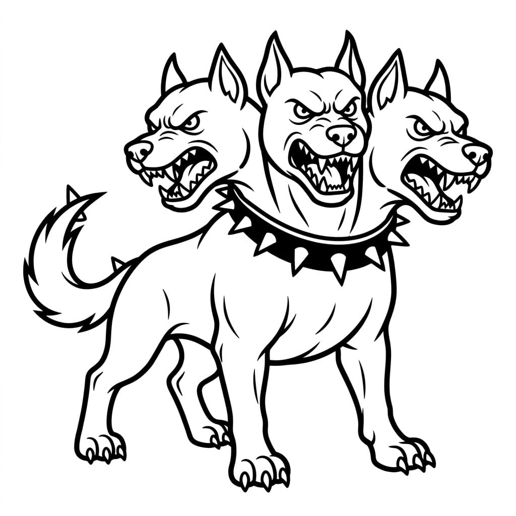 Cerbero con collare a punte da colorare