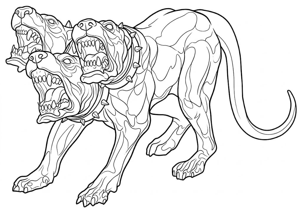 Cerbero in agguato basso da colorare