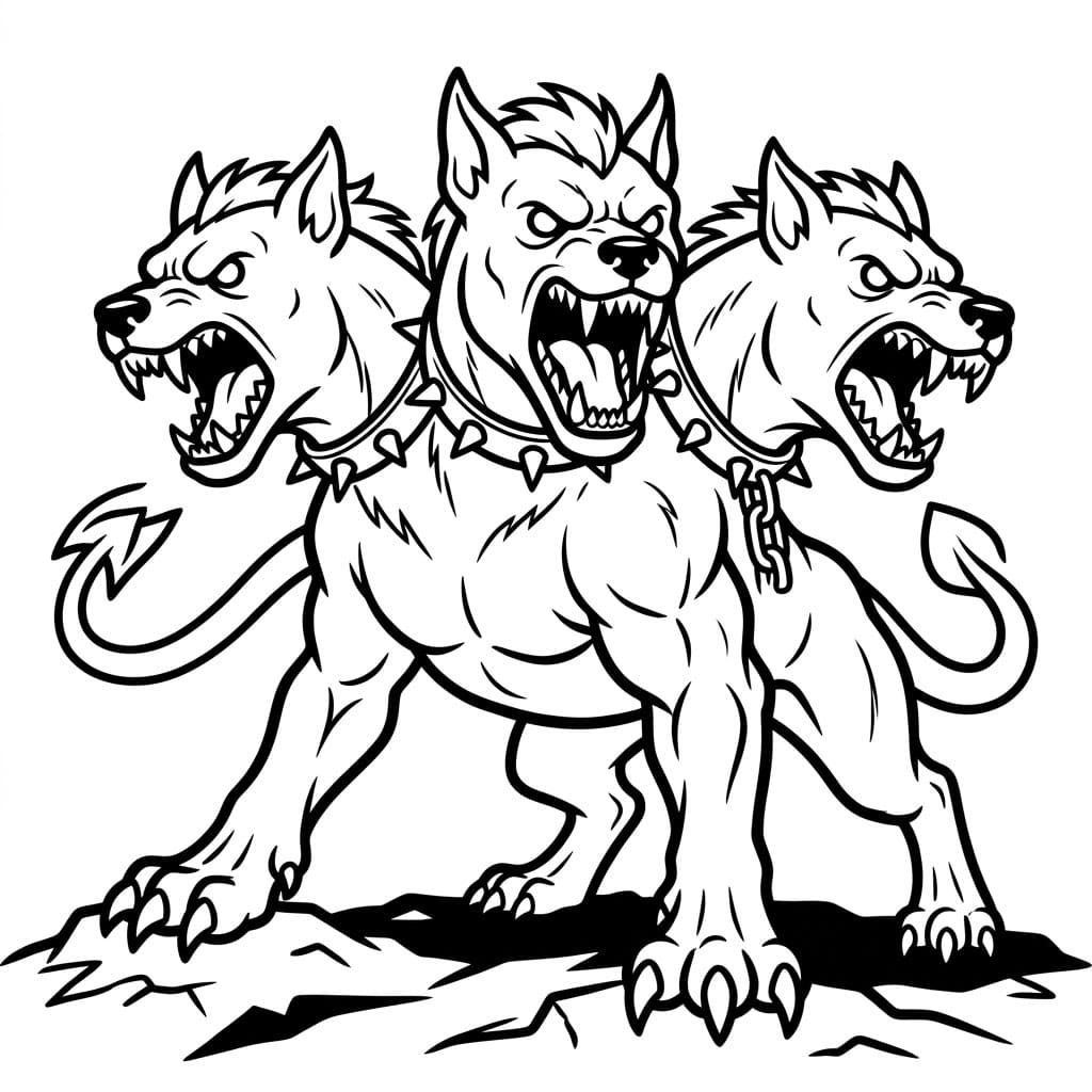Cerbero in assetto da battaglia da colorare