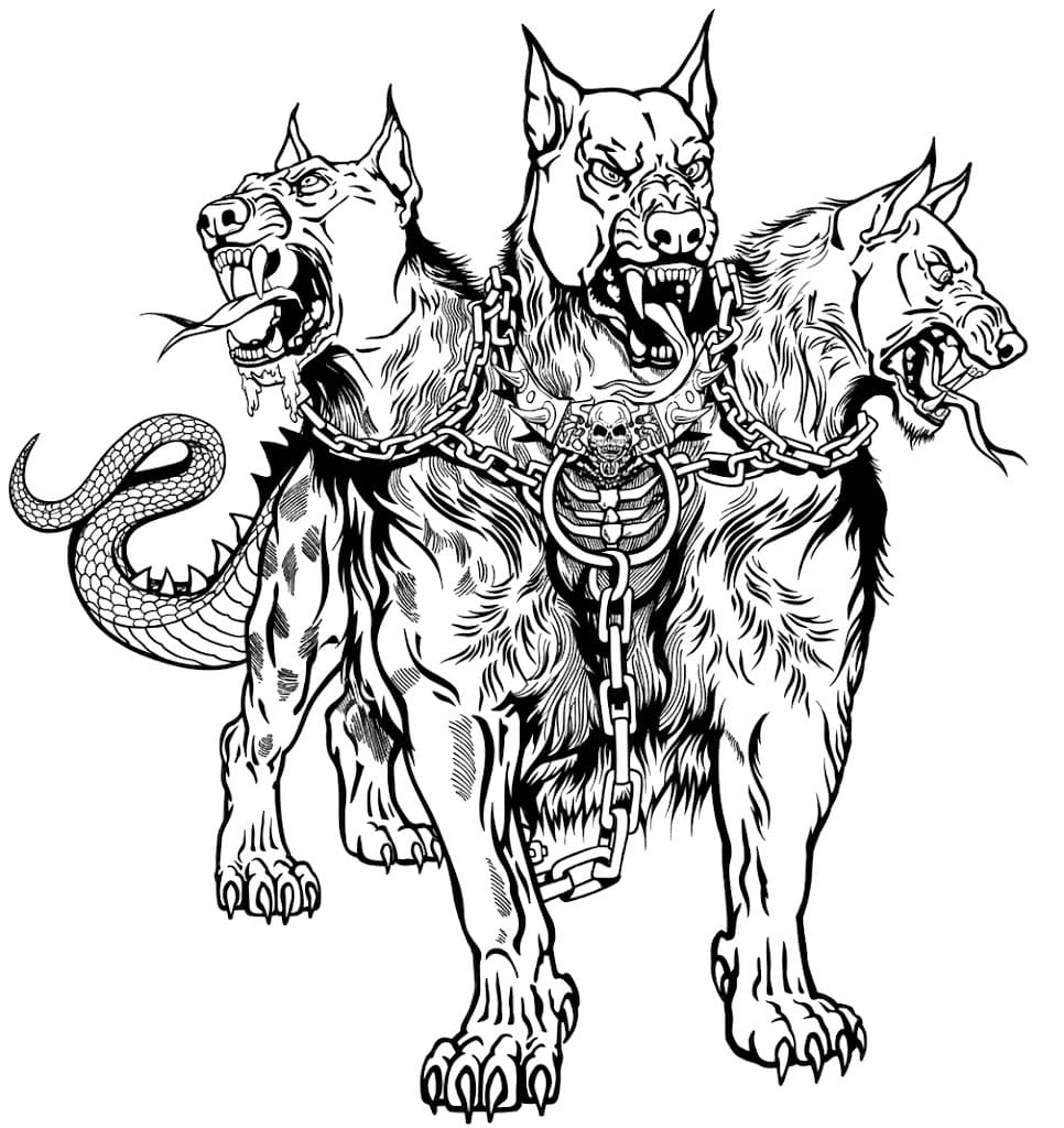 Cerbero in piedi da colorare