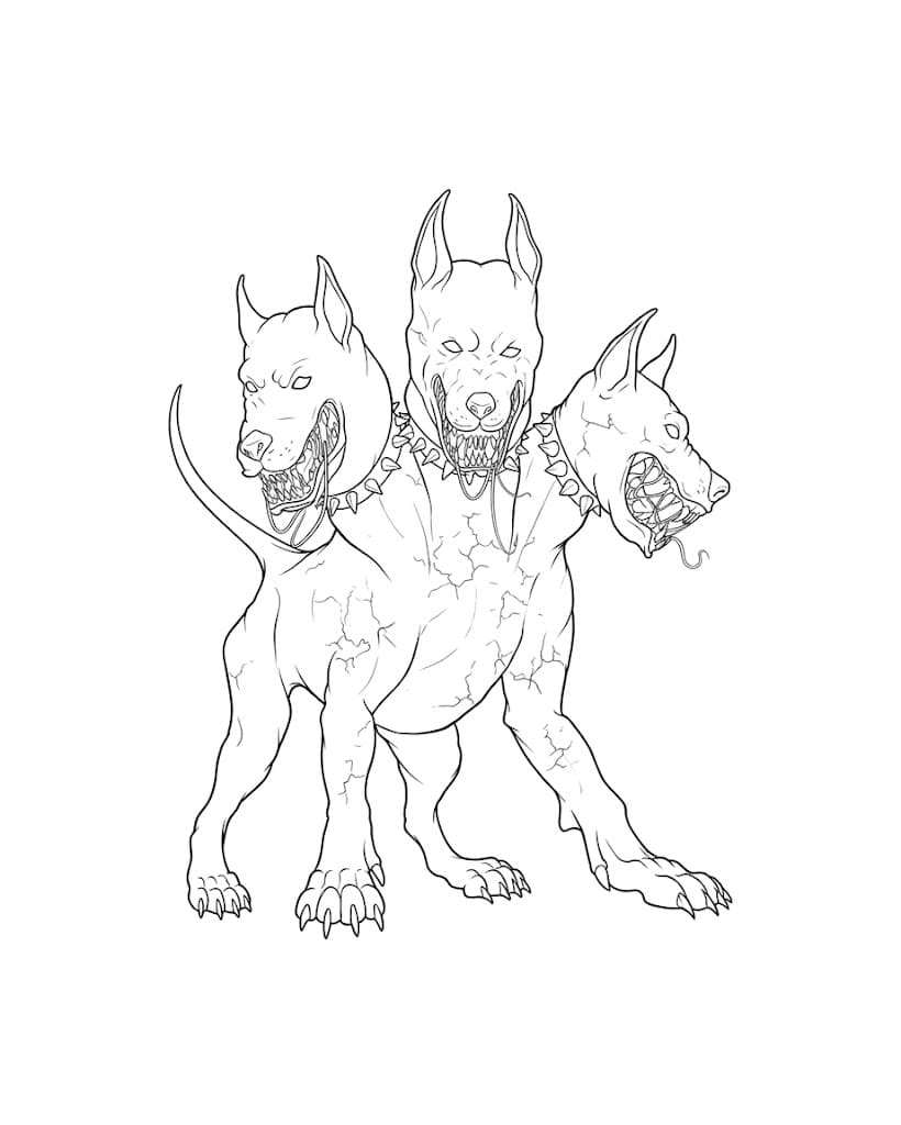 Cerbero schizzo da colorare