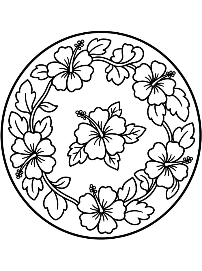 Cerchio decorativo di ibisco da colorare