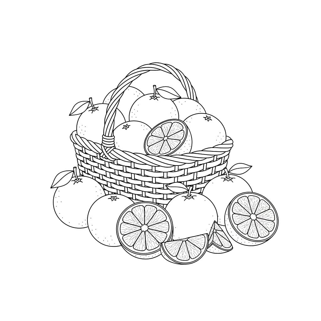 Cesto di arance da colorare