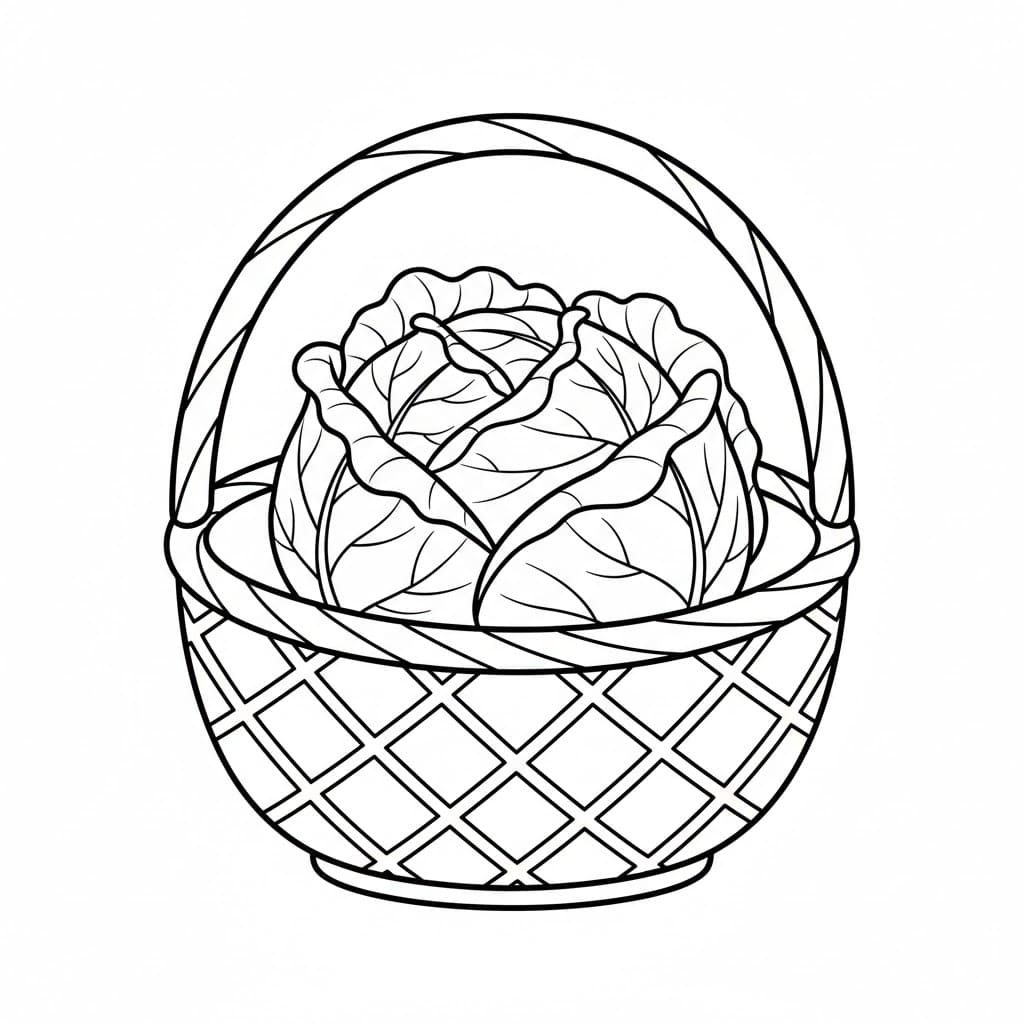 Cesto di cavolo senza da colorare