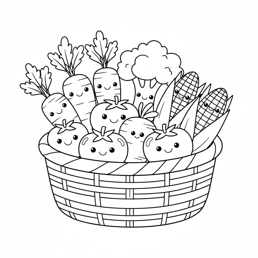 Cesto di verdure da colorare
