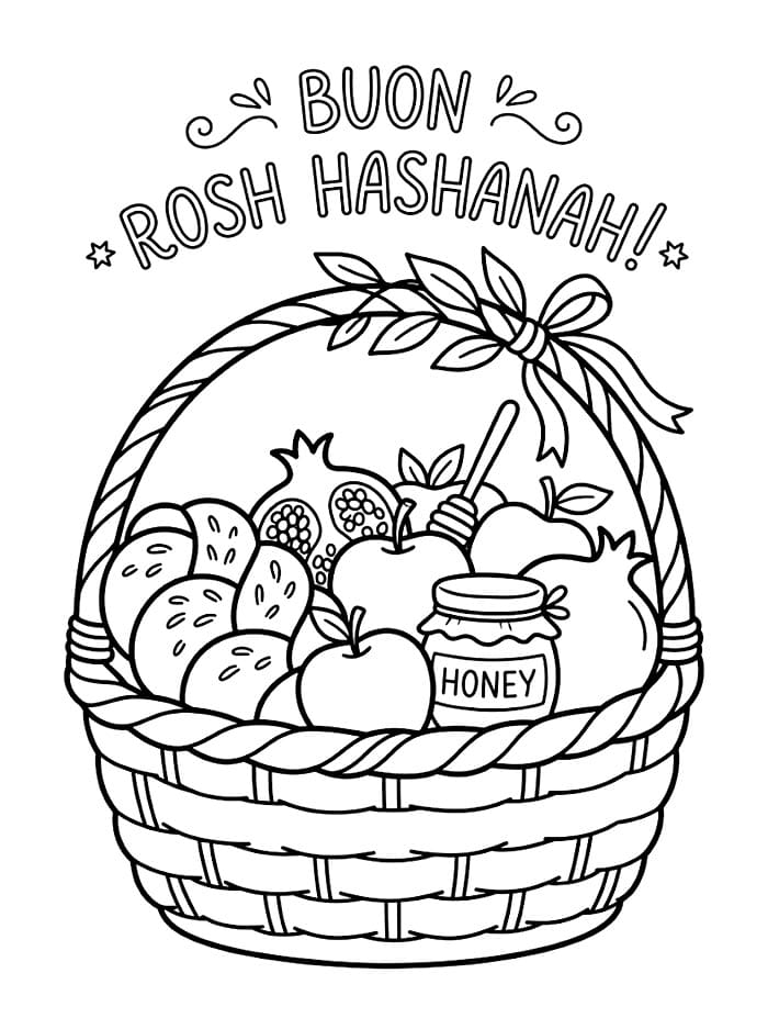 Cesto regalo per Rosh Hashanah da colorare
