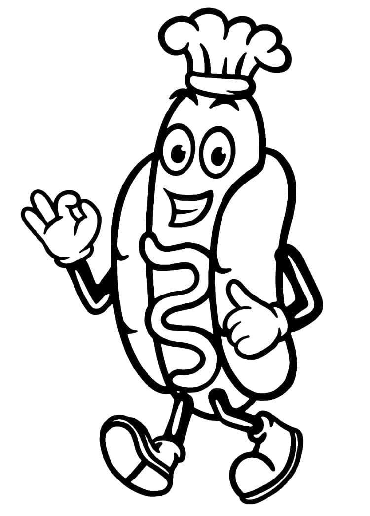 Chef di Hot Dog da colorare