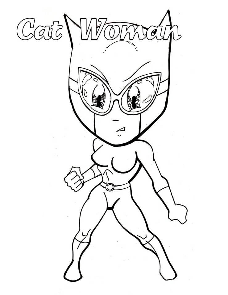 Chibi Catwoman da colorare