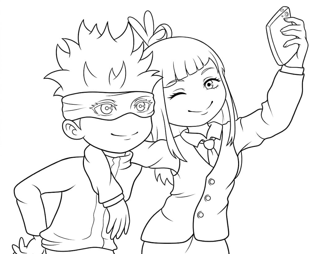 Chibi Satoru Gojo e Miwa Kasumi da colorare