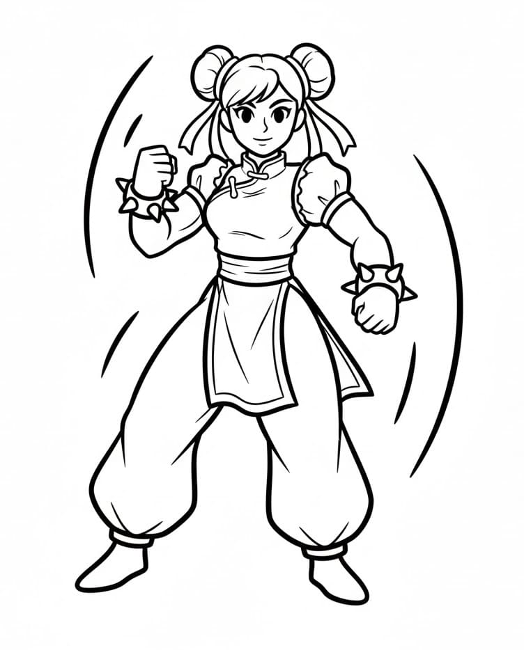 Chun-Li di Street Fighter gratis da colorare