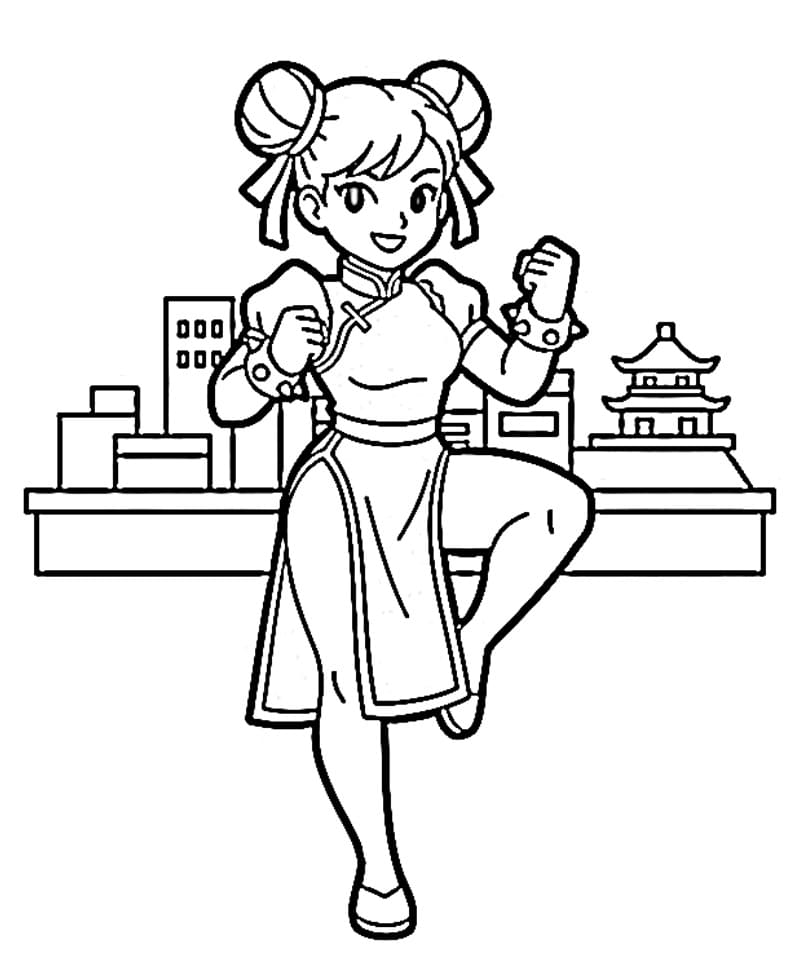 Chun-Li di Street Fighter da colorare