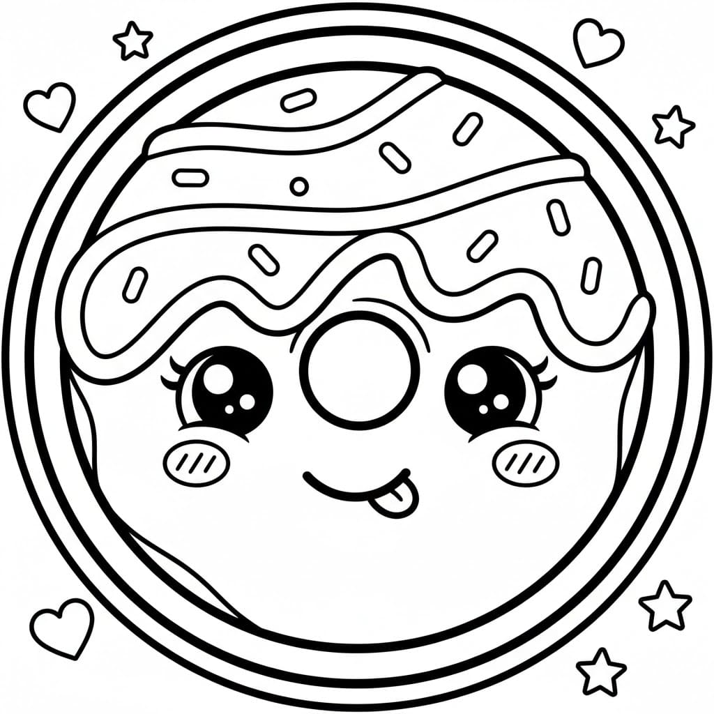 Ciambella Kawaii da colorare