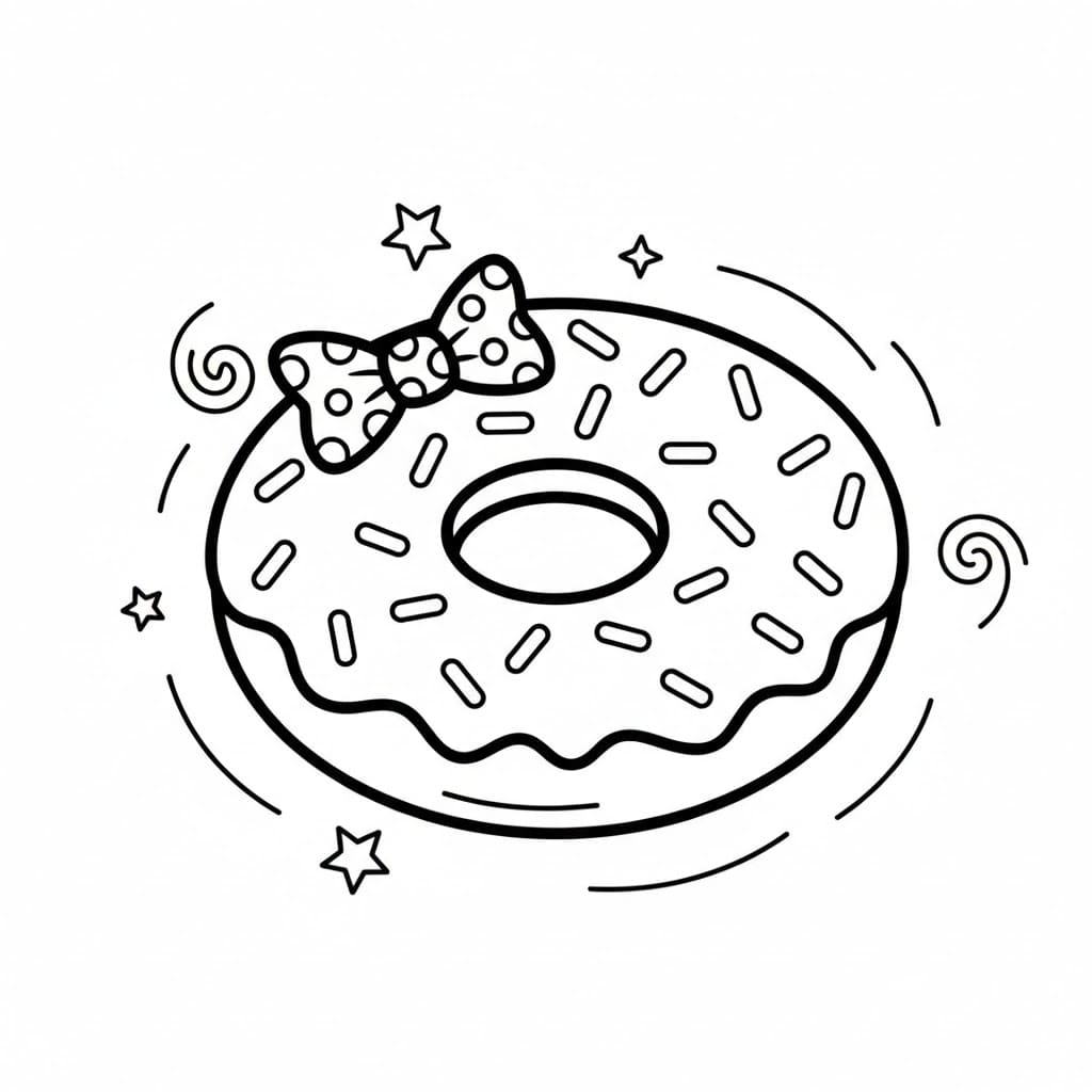 Ciambella con fiocco da colorare