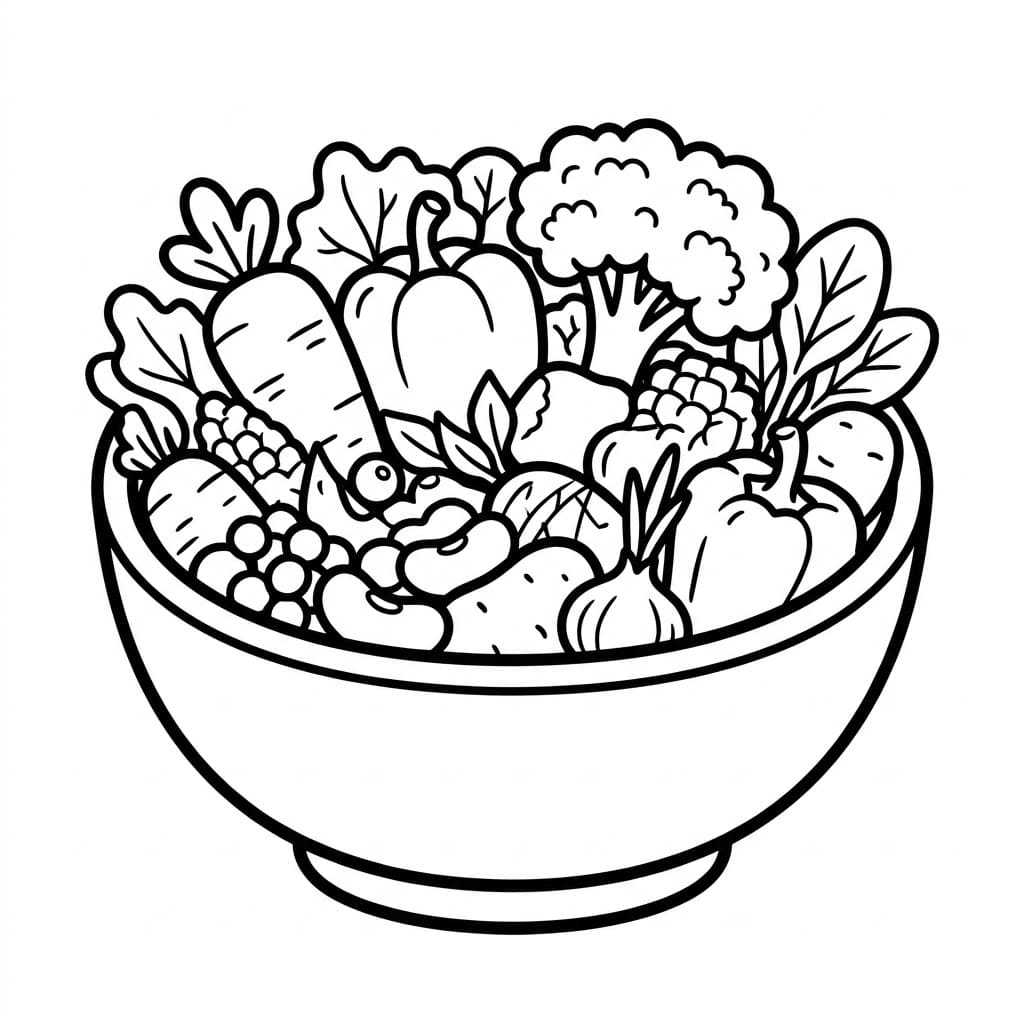 Ciotola di verdure da colorare