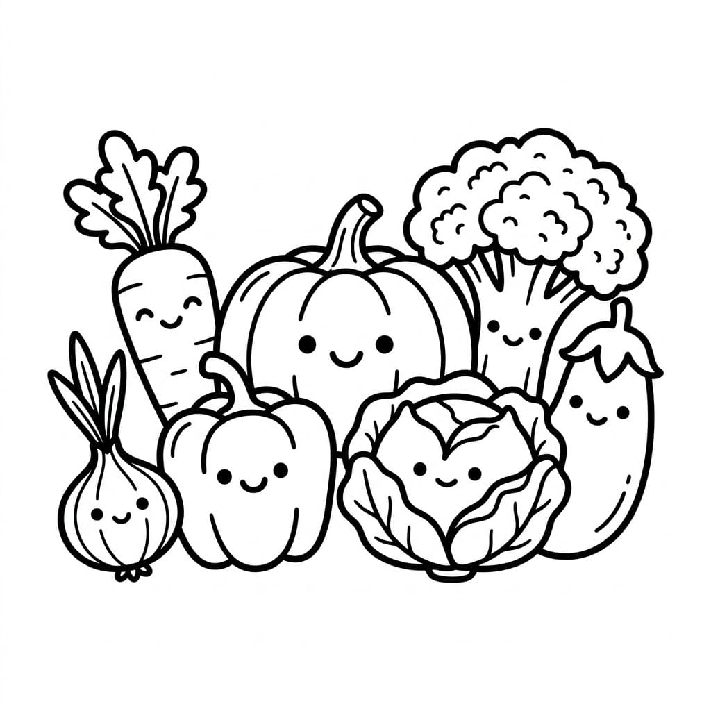 Collezione di verdure da colorare