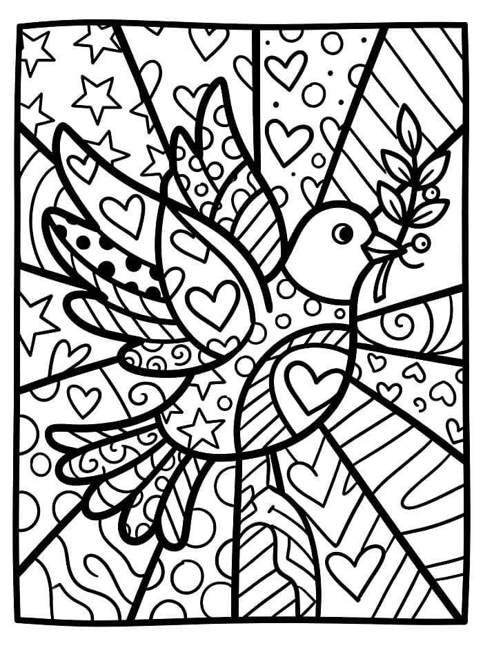 Colomba della pace nello stile di Romero Britto da colorare