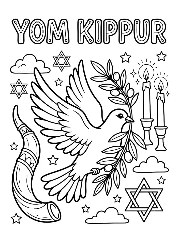 Colomba della pace per Yom Kippur da colorare