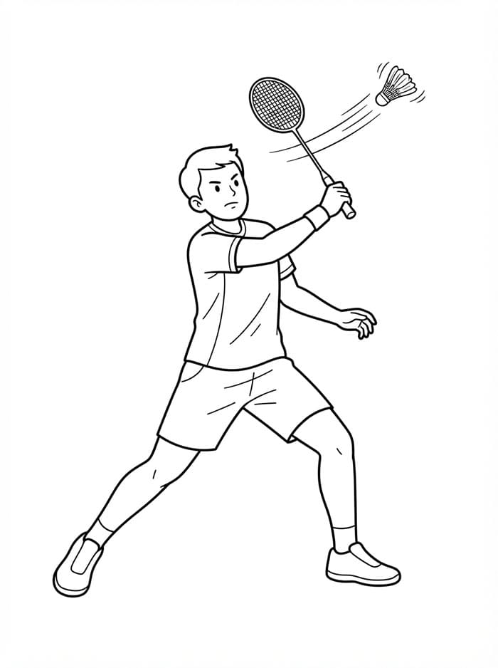 Colpo di rovescio a badminton da colorare