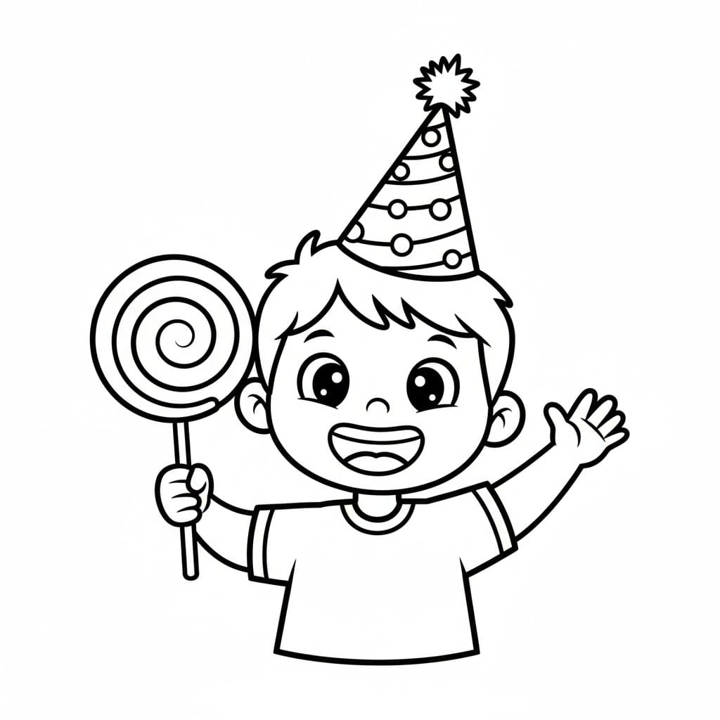 Compleanno di lecca-lecca da colorare