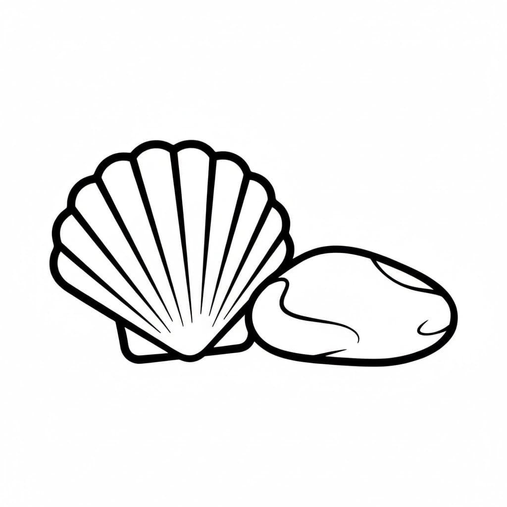 Conchiglia accanto al ciottolo da colorare