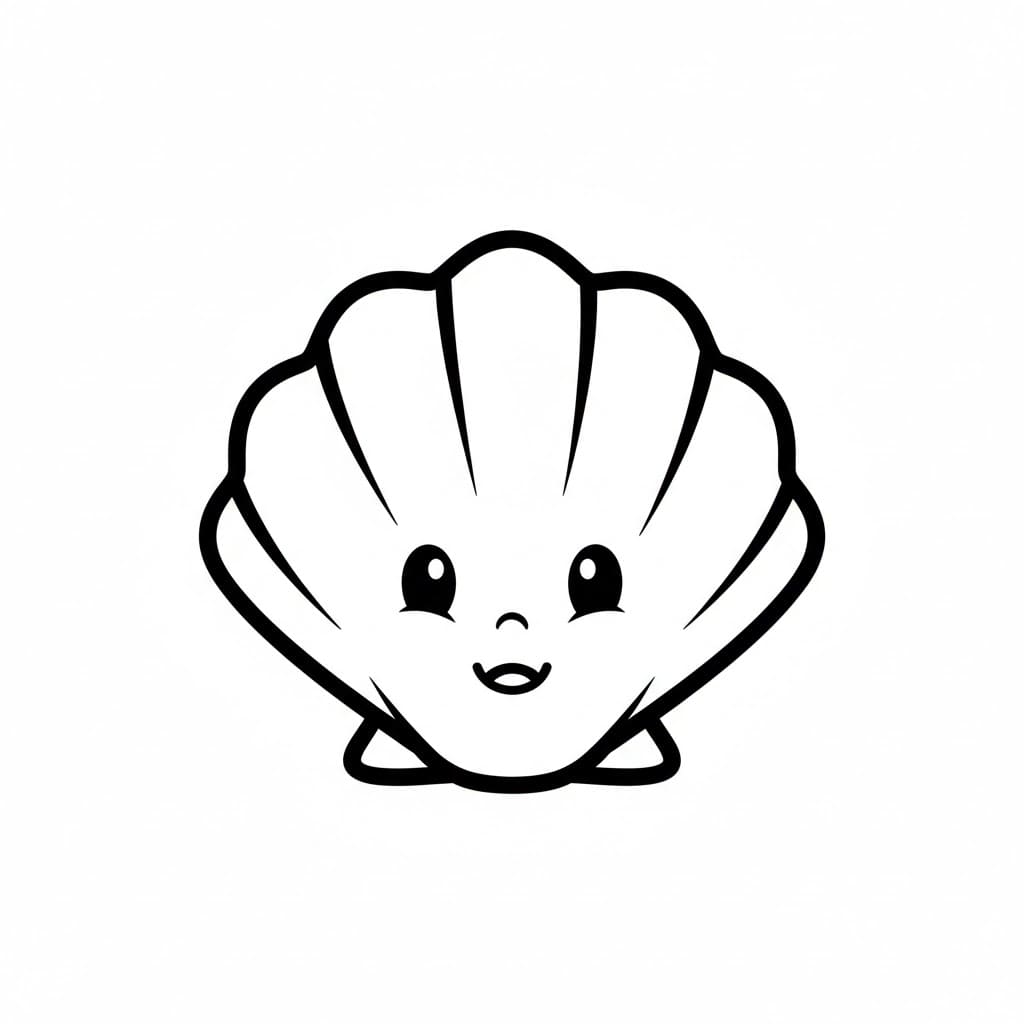Conchiglia con faccina sorridente da colorare